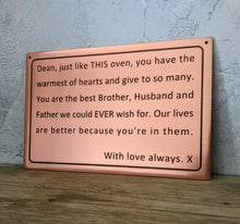 Copper metal sign, engraved solid copper plaque with custom text, made on demand by 3Dprintshed