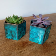 Oxidised bronze plant pots - real bronze planters with blue-green patina - 3Dprintshed - Home decor made to order in bronze, copper, iron & stone